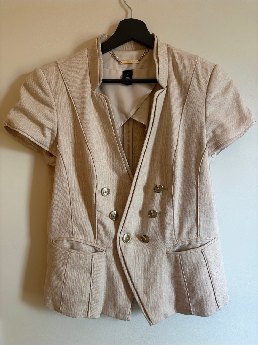 White House Black Market Short-Sleeve Double-Breasted Blazer Jacket